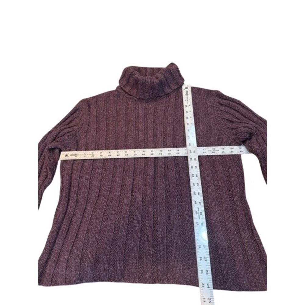Sundance Womens Ribbed Knit Turtleneck Sweater Plum Purple Cotton Silk Cozy XL - Picture 4 of 5